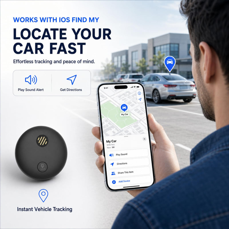 Yinnovy Tracker Device for Vehicles, Real-Time Tracking, No Monthly Fee | GPS Tracker for Vehicles, No SIM Card Needed, Works with iOS Find My, IP68 Waterproof, Magnetic GPS Locator