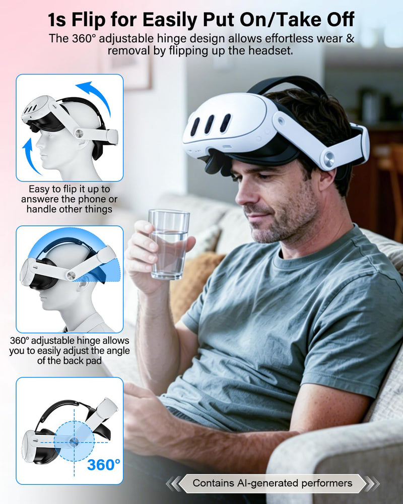 Head-Strap-for-Meta-Quest-3S/Quest 3, Adjustable Elite Headstrap | Quest 3 Strap Replacement for Oculus Quest 3/3S, VR Headset Strap with Large Support Pad for Enhanced Support and Comfort