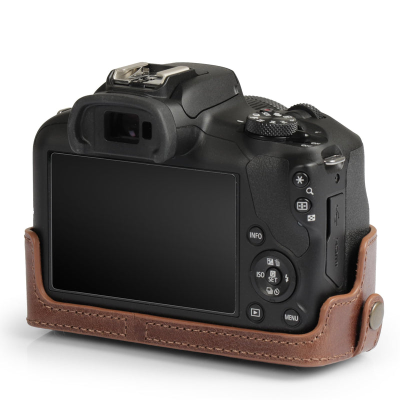 Megagear Genuine Leather Camera Case for Canon EOS R100 (18-45mm) - Stylish and Protective - Brown