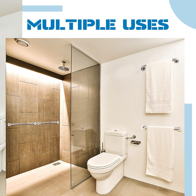 Blulu 2 Set Shower Grab Bar Stainless Steel Bathroom Grab Bar Handle Anti Slip Heavy Duty Bathtub Handle Support Balance Hand Rails for Bathroom Elderly Handicap Senior Pregnant (24 Inch) 24 Inch