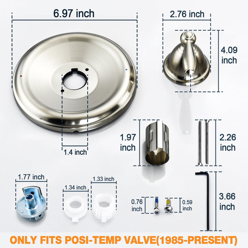 T2151 Pressure Balancing Tub and Shower Valve Trim Kit, Compatible with Moen Posi-Temp Valve Brushed Nickel，6.9 Inch