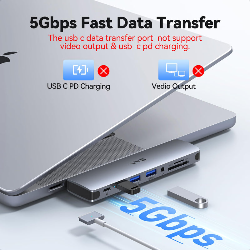 USB C Adapter for MacBook Pro Air M1 M2 M3 2021 2020 2019 13" 15" 16",USB C Hub Mac MacBook Pro Accessories Dongle USB C with 3 USB Ports+SD/TF Card Reader+100W Thunderbolt 3 PD Port+3.5mm Audio 8 IN 2 USB C Adapter