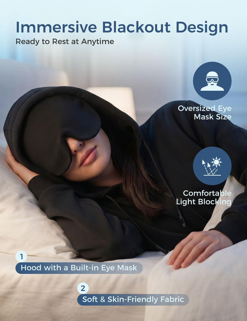 Dialysis Hoodie with Built-In Eye Mask Two Way Arm Zippers for Port Access Dialysis Sweatshirts Black Large