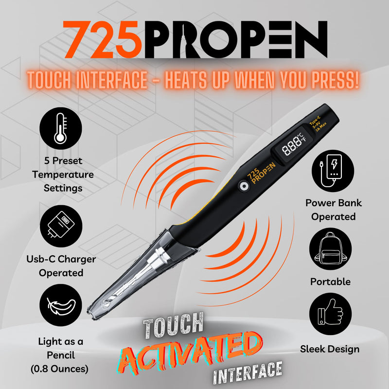 USB-C Wired Soldering Iron with LCD Display, Adjustable Temp, Portable for Electronics Repair Black With Orange