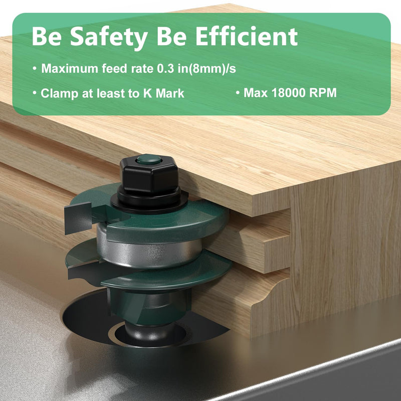 Knoweasy Professional 3-Piece Cabinet Door Router Bit Set with 1/2 Inch Shank, Includes Raised Panel Bits, Ogee Rail and Stile Cutters, Tongue and Groove Router Bits with 1-5/8 Inch Tenon Diameter 1/2 Cabinet
