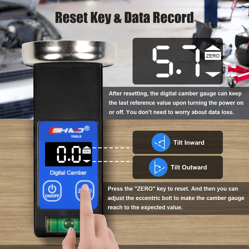 Camber Gauge Digital Wheel Alignment Tool -90° to +90° Wide Range Wheel Alignment & Balancing Tools Accurate Caster Camber Gauge with Digital Display & Powerful Magnet & Positioning Bubble & Reset Key