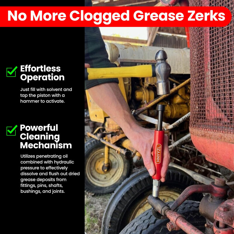 HNYYZL Red Grease Fitting Cleaning Tool and Flushes Out Old Dried Grease from Fittings
