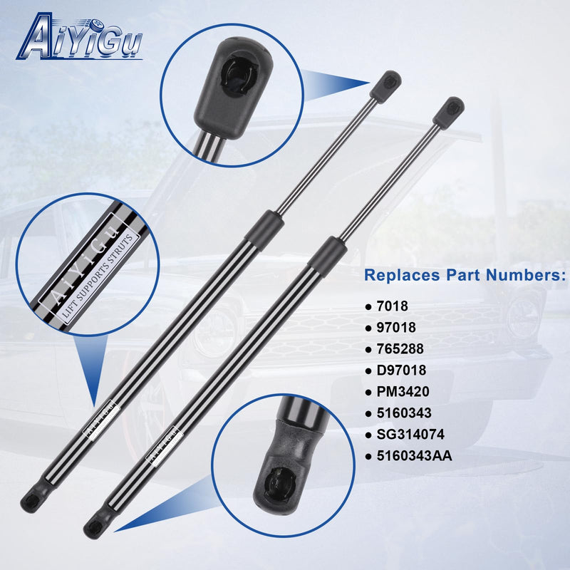 7018 Front Hood Struts Shocks Lift Supports Gas Springs Compatible with Dodge 2011 2012 2013 2014 2015 2016 2017 Ram 1500 2500 3500 4500 5500, Pack of 2 PCS Replaces PM3420 SG314074