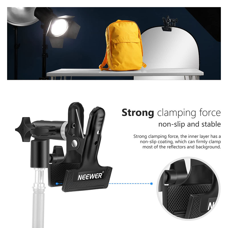 Neewer 2 PCS Photo Studio Heavy Duty Metal Clamp Holder with 5/8" Light Stand Attachment for Reflector