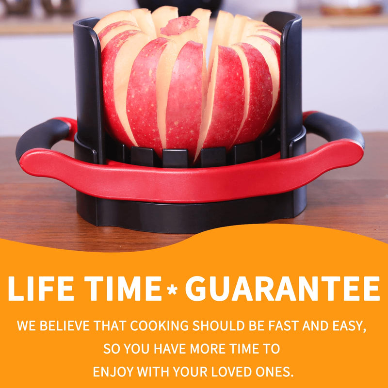 [Upgraded] Newness 5.12 Inch Large Apple Slicer, Cut 16 Thin Slices All the Way Through, HEAVY - DUTY Stainless Steel Apple Corer & Slicer for Fruits & Vegetables - Dishwasher Safe 16-Slices Apple Slicer with Base
