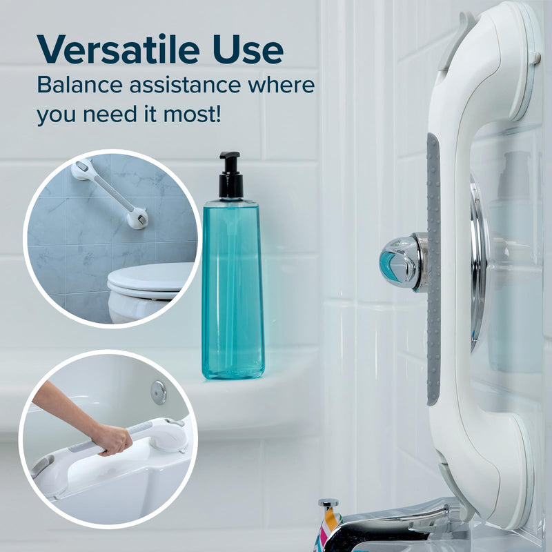 SlipX Solutions 17” Safe Grip Shower Grab Bar, Extra Long Suction Cup Handicap Grab Bars for Seniors, Heavy Duty PryLock Suction Cups for Bathtub, Bathroom Accessories No-drill No Tools Removeable (2) 2