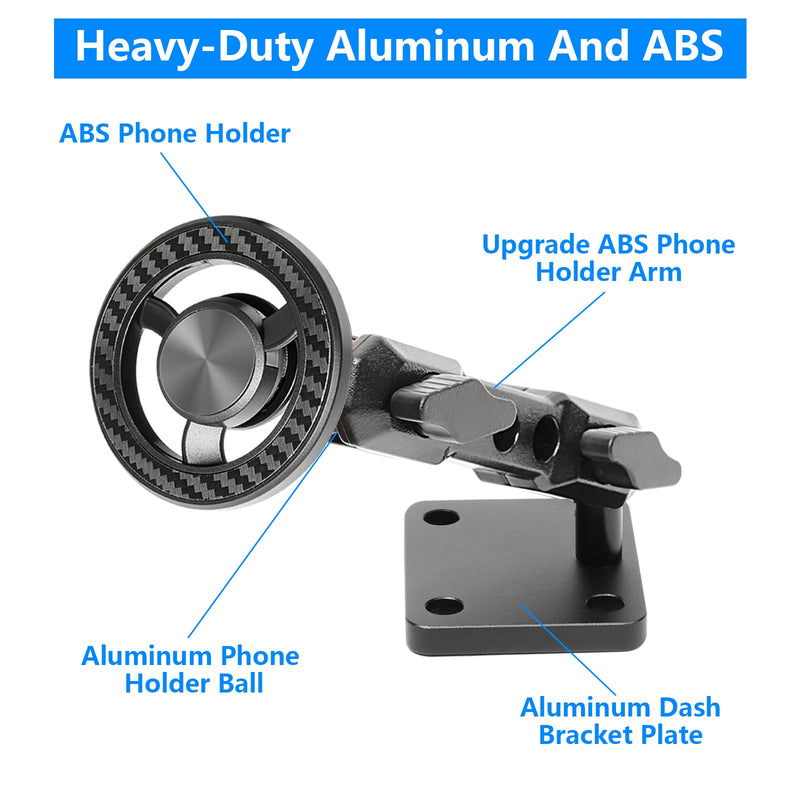 Magnetic Phone Mount for 2024-2026 Jeep Wrangler JL 4XE | MagSafe Dashboard Holder for 12-17 Series Accessories, 360° Rotation Phone Holder for 2025-2026 Jeep Gladiator JT