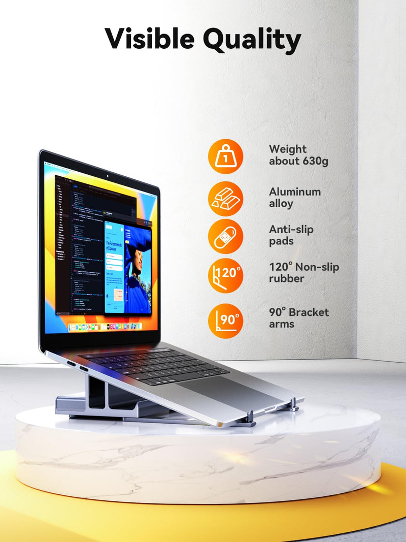 Laptop Docking Station Stand Dual 4K Monitor: QUUGE USB C Docking Station Dual Monitor for Laptop, 2 HDMI (Single 4K@120Hz), 2 USB3.0 Ports, 100W PD, RJ45 Ethernet, Universal Laptop Stand USB C Dock 6IN1