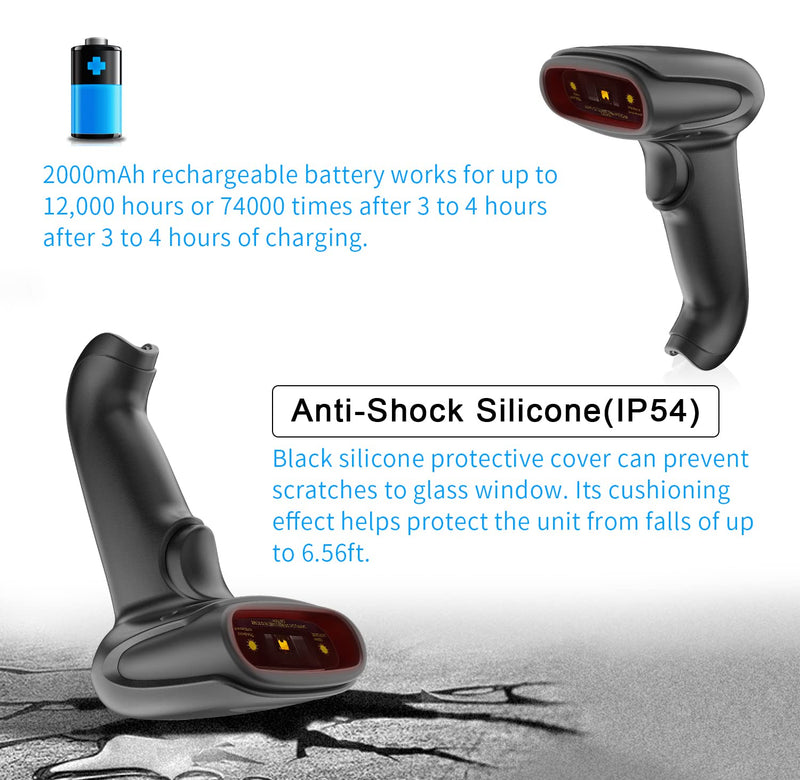 2D Bluetooth Barcode Scanner,Alacrity 1D 2D Hands-Free Automatic Scanning 3-in-1 Connections Bluetooth&USB Wired&2.4GHz Wireless Barcode Reader,Work with Windows,Mac,Android,Linux,iOS 2D Bluetooth Barcode Scanner