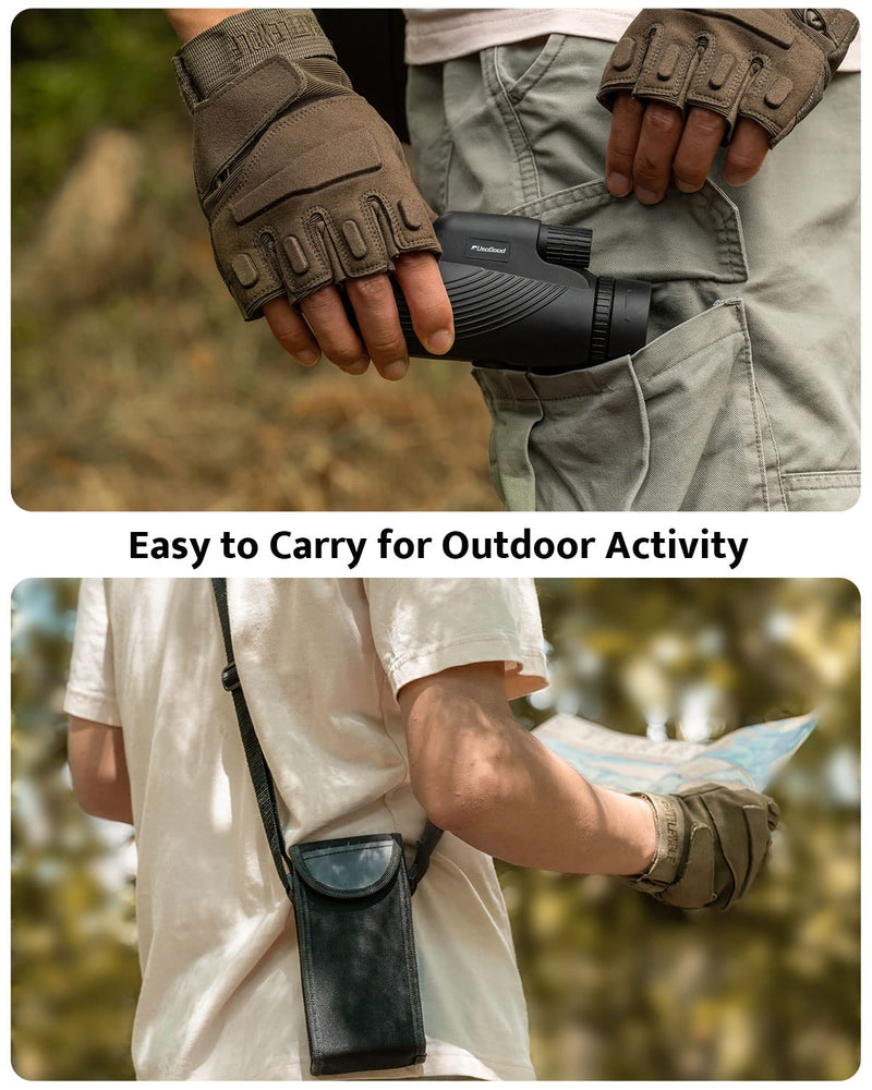  [AUSTRALIA] - Monocular Telescope, 10x42 Monoculars for Adults, Usogood Compact Portable Waterproof Monocular with Hand Strap, Lightweight Handheld Pocket Telescope for Bird Watching Light Black