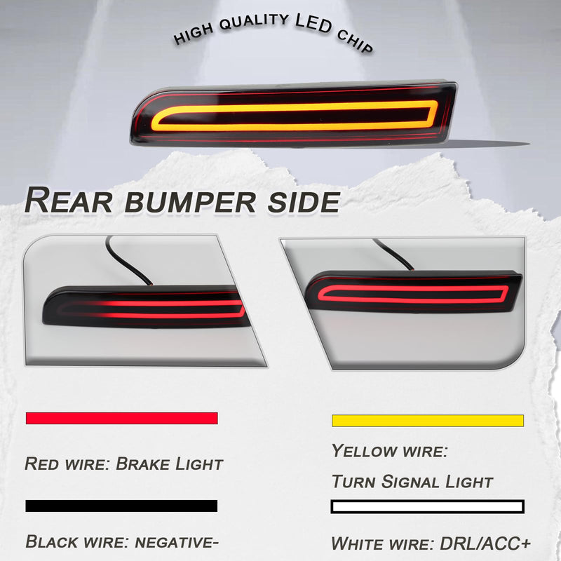 Rear Reflector Bumper Fog Light Assembly kit for Mitsubishi Lancer 2008-2017/Evolution X 2008-2017/Outlander 2011-2012,Turn Signal Light&Brake Light&DRL (SMOKED STYLE) SMOKED STYLE