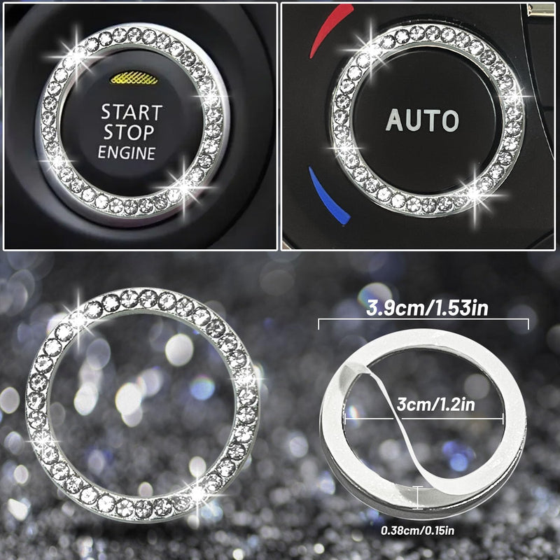 NBTEPEM 8 pcs Bling Car Accessories Set for Women, Steering Wheel Cover, Sparkly Seat Belt Covers, Bling Gear Shift Cover, Universal Fit Most Cars (Silver Diamond) Silver Diamond