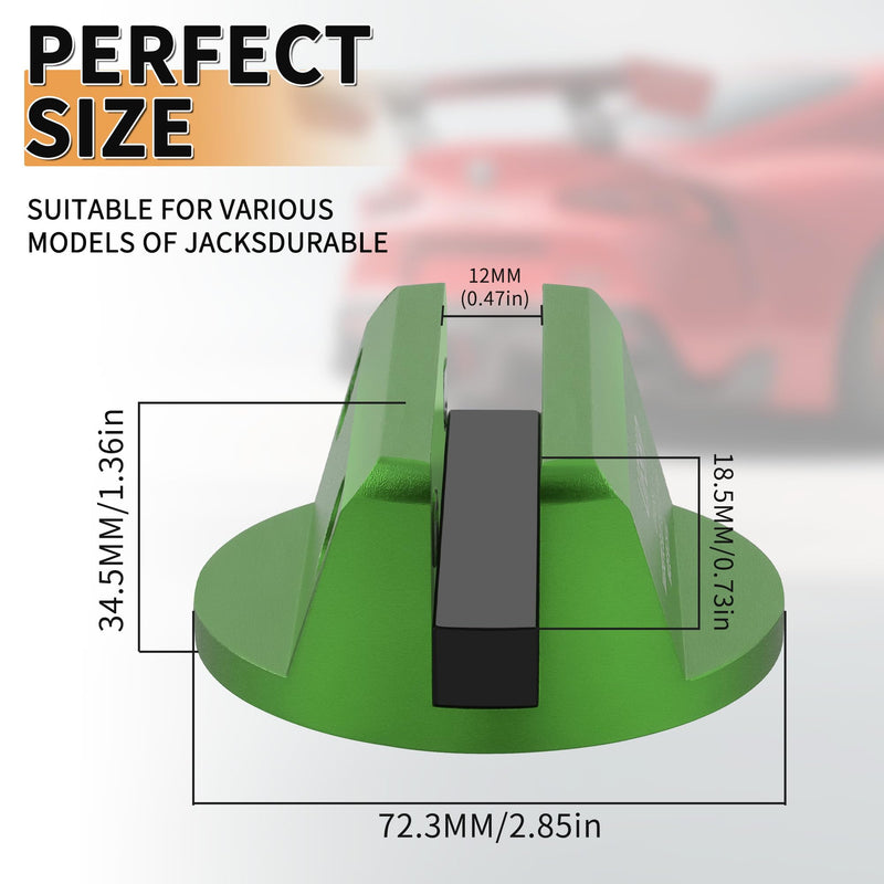  [AUSTRALIA] - 2Pcs Universal Aluminum Grooved Magnetic Jack Pad, Jacking Puck Pinch Weld Frame Rail Adapter, for Car SUV Truck Pickup Sedan MPV Wagon, Change Tire Repair Tires Oil Change Must Have-Green Green-2Pcs
