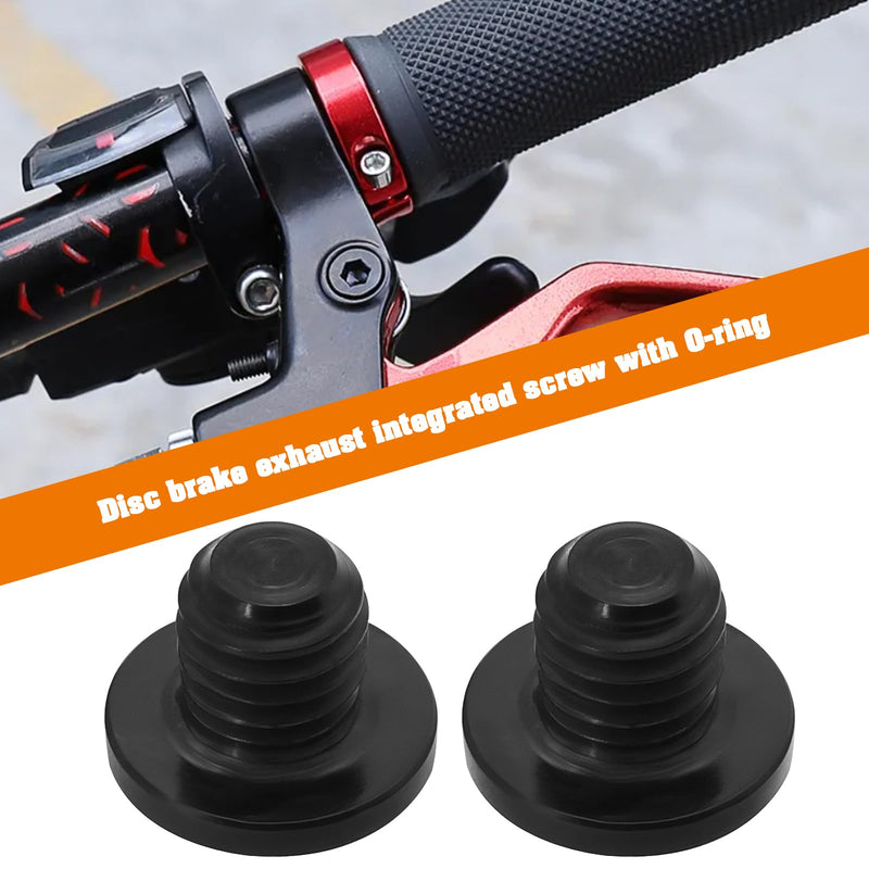 2 Sets TC4 Titanium Disc Brake Bleed Screws with O-Rings M5x8.5mm Compatible with Shimano M985/M988/M9020 Hydraulic Caliper Y8RM98010 Black