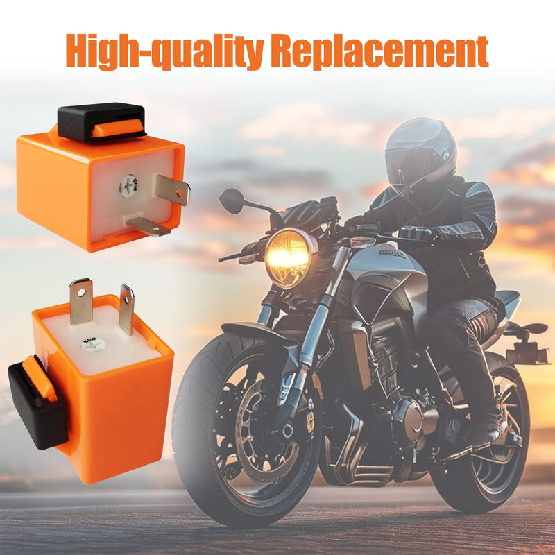 2Pcs 2-Pin 12V Speed Adjustable LED Electronic Flasher Relay Fix Motorcycle Turn Signal Hyper Flash Adjustable Motorcycle LED Turn Signal Hyper Indicator Flasher Relay Replacement