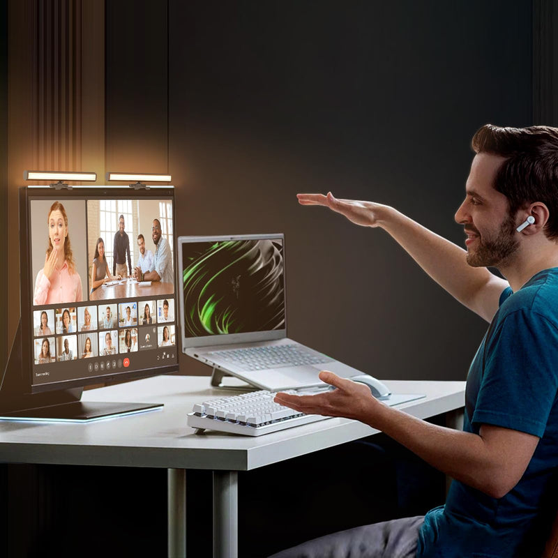 Video Conference Lighting, Monitor Light Bar, Eye-Caring Computer Light, Screen Light Bar,Webcam Streaming Lights, Zoom Lighting for Computer, Replaces Ring Light for Zoom Meetings