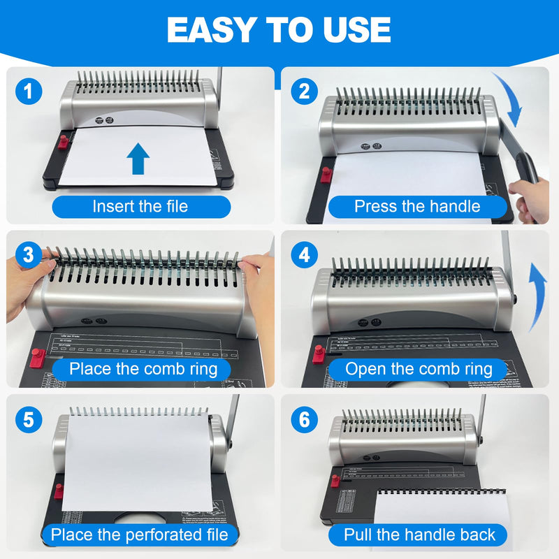 100PCS 21 Ring Plastic Comb Binding Spines 1/2 Inch Diameter, 65 Sheet Capacity, A4, Black Binding Comb (1/2" 65 Sheet Capacity) (5/8 inch, 100 Pack) 5/8 inch, 100 pack