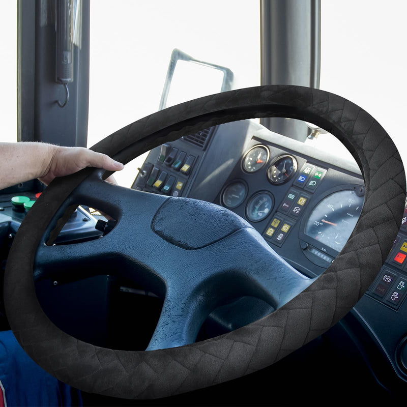 18 Inch Truck Steering Wheel Cover Velvet Wheel Semi-Truck Comfy Grip Cover Anti Slip Car Accessory, Fits Rv, Big Rig and Classic Car (Black, Fashion Style) Black