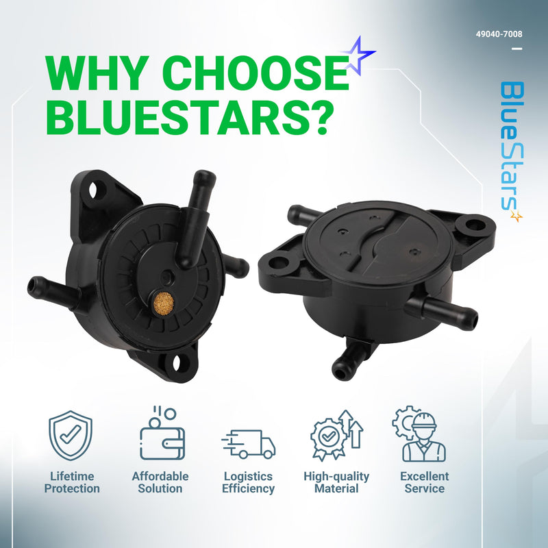 BlueStars 49040-7008 49040-0770 MIU12470 Fuel Pump - Compatible with Kawasaki FS FR FX Series Engines FS481V FS541V FS600V FS651V FS691V FS730V FR541V FR600V FR651V FR691V FR730V John Deere 636M 647A