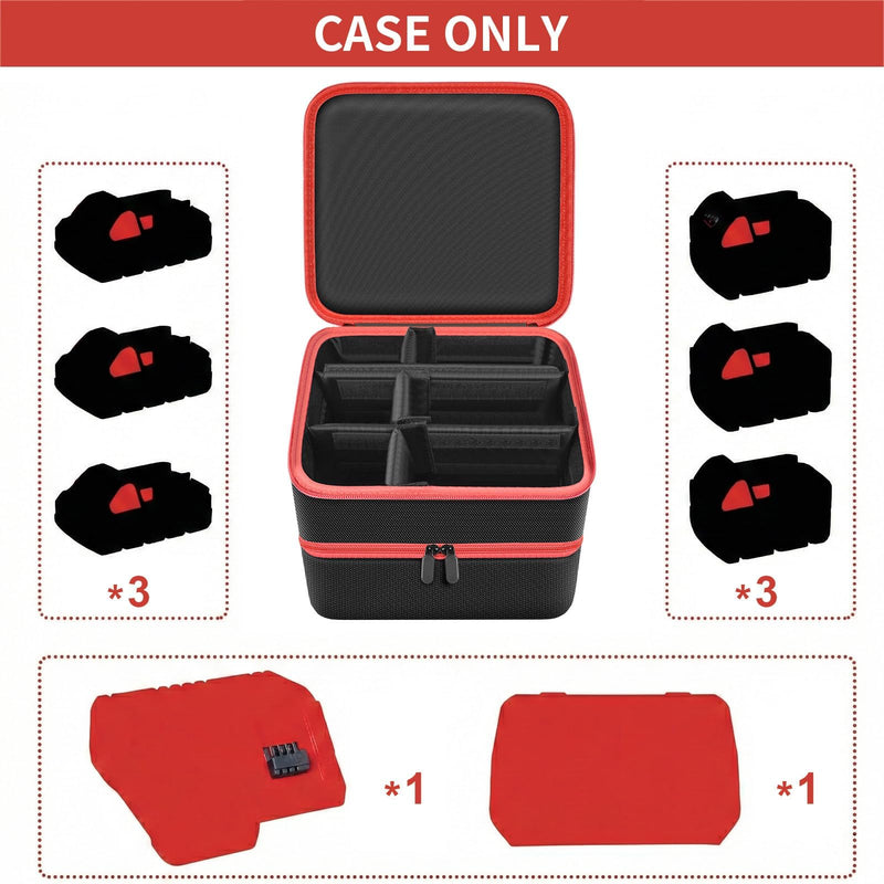 Double-Layer Tool Battery Storage Organizer Case Compatible with Milwaukee M18 M12, for DeWalt 20V & for Makita 18V, Adjustable Dividers for Up to 12 Batteries and Charger Transport (Bag Only, Red)