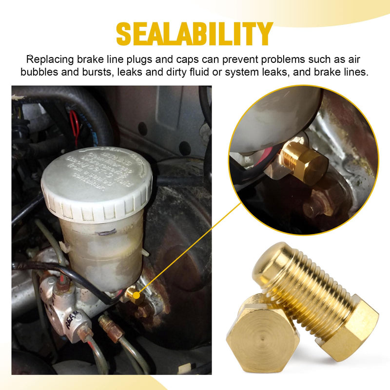 Brake Line Plugs Compatible with Dune Buggy, 10MM 1.0 Bubble, 1/8" Npt Male Brass Pipe Fitting Hex Head Plug Used For Block Off Any Unwanted M10 X 1.0 Brake Line Port (Pack Of 2)