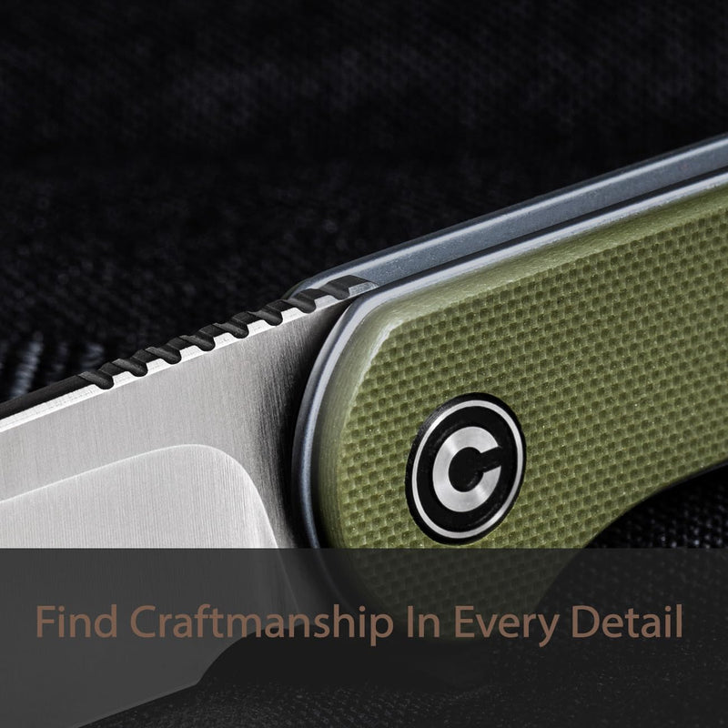 CIVIVI Knives Elementum Folding Pocket Knife 2.96" D2 Satin Blade,G-10 Handles C907E (Green) Green