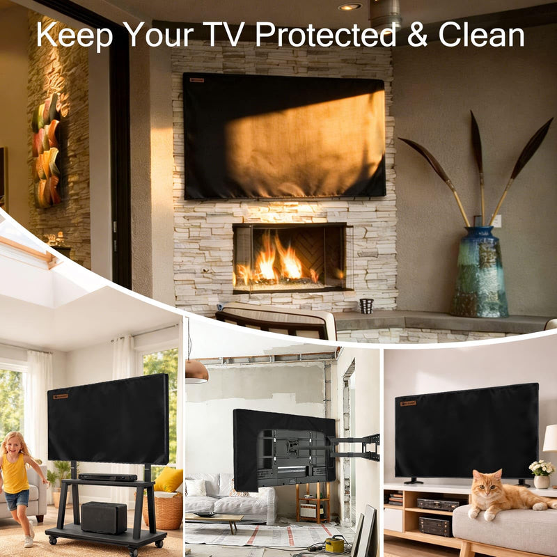 IC ICLOVER Indoor TV Dust Cover, 50-55 inch Flat Screen TV Protective Cover | TV Screen Cover - Dustproof & Water Resistant, Scratch Protection for Kids & Pets, Open Back for Ventilation, Remote Pocket For 50-55" TVs