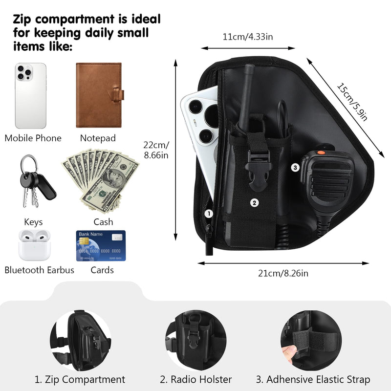 Radio Chest Harness Rig Shoulder Walkie Talkie Holder Holster Front Chest Pack Radio Pouch Bag for Motorola Kenwood Baofeng Retevis Two Way Radios