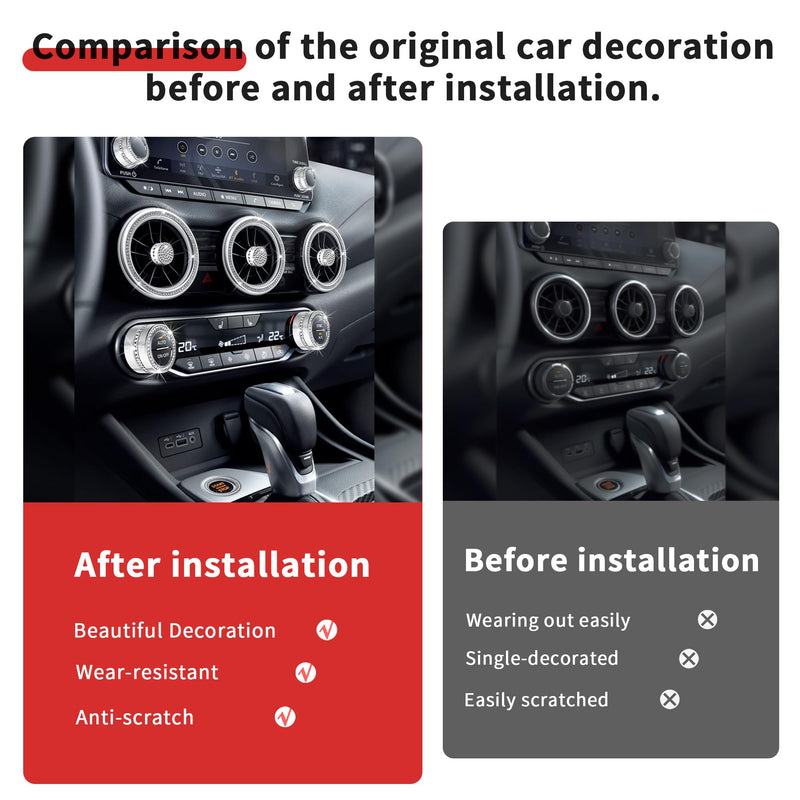 for Nissan Sentra Accessories 2020-2025, 11pcs Trim Set - Air Conditioning, Volume Tune Knob Covers, Air Vent Outlet Covers/Rings, Push Start Button Cover/Ring (Bling) BLING