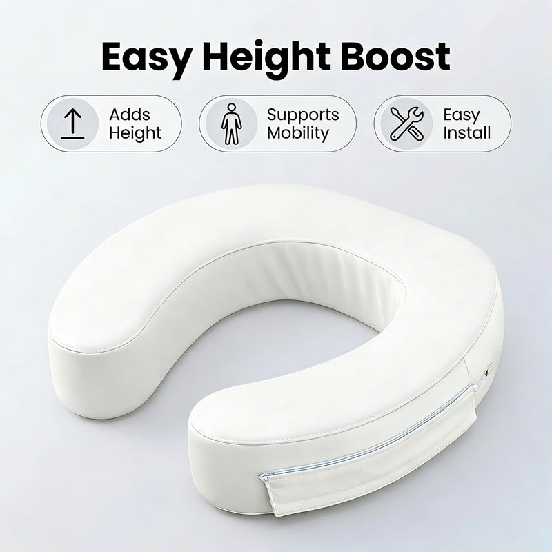 3-Inch Padded Raised Toilet Seat Cushion for Seniors, Firm High-Density Foam Toilet Seat Riser with Waterproof Cover, Easy to Clean, Fits Standard and Elongated Toilets (White) White 3 inches