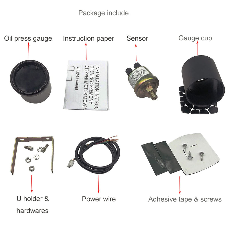 Oil Pressure Gauge 52mm Oil Press Meter with 1/8 NPT Male Thread Sensor,with Cup,2'',7 Colors, 0-140 PSI, Digital LED