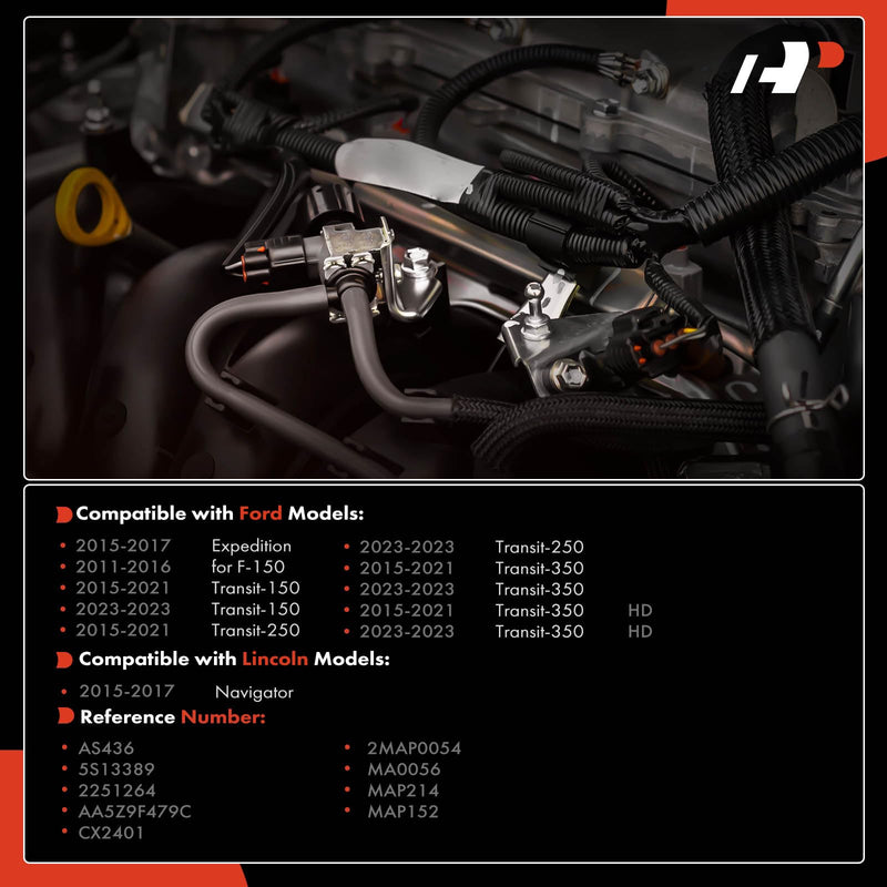 A-Premium Engine Manifold Pressure (MAP) Sensor [4 Pins] Compatible with Ford F-150 F150 2011-2016, Transit-150/250/350/350 HD 2015-2021/2023, Expedition 2015-2017 & Lincoln Navigator 2015-2017, 3.5L
