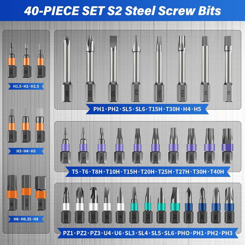 42 in 1 Magnetic Screwdriver Set, Multi Bit Ratcheting Screwdriver Set T Handle Repair Tool Kit for Furniture, Computer, Bicycle and DIY for Christmas Gifts Ratchet Screwdriver