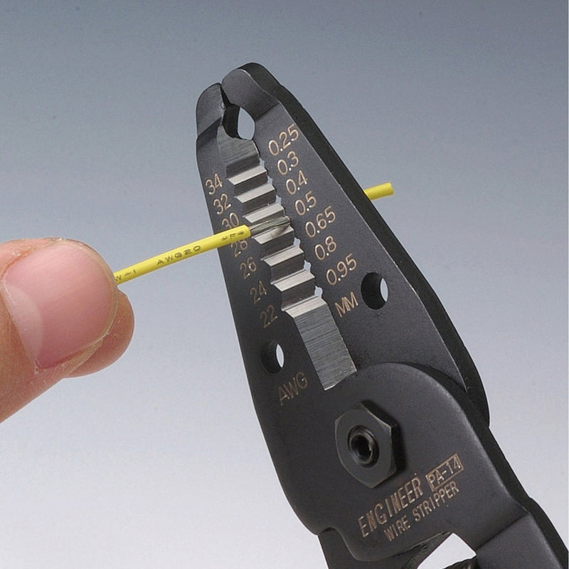 ENGINEER PA-14 Professional Precision Wire Stripper for Micro-Thin Wires. Made in Japan. Solid Wire (AWG 32-20), Stranded Wire (AWG 34-22). Sharp & Perfect Round Finishing Edge AWG34-22 For fine lines