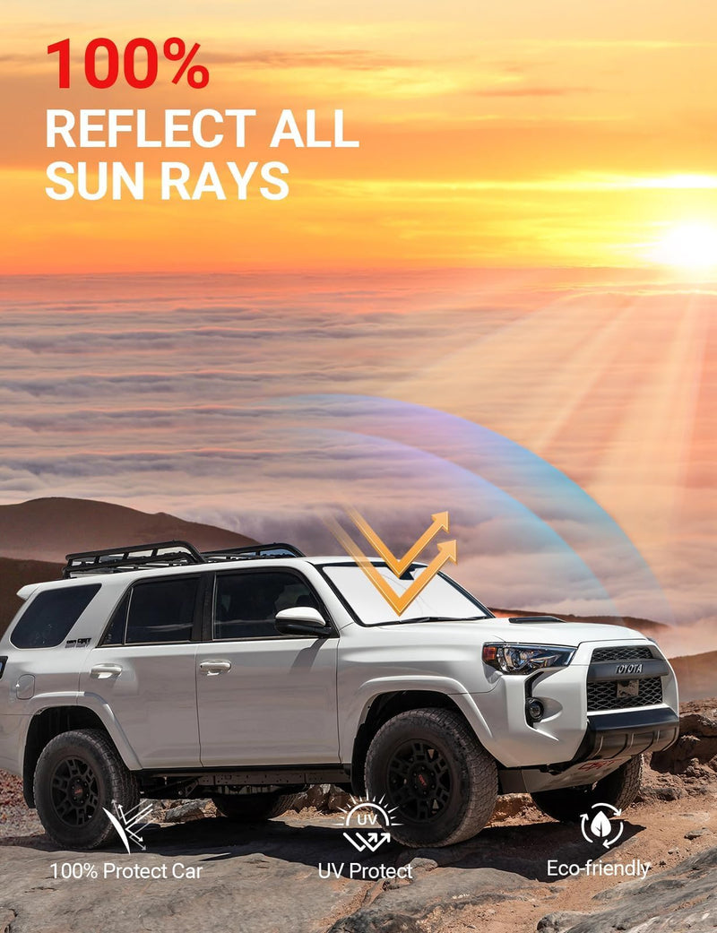 Proadsy 2024 Upgrade Windshield Sun Shade Custom Fit 4Runner 2010-2024 4-Runner 5th Gen SUV, SR5 Trail Limited Foldable Front Sunshade Protector Blocks UV Rays Keep Car Cooler Toyota 4Runner 2010-2024