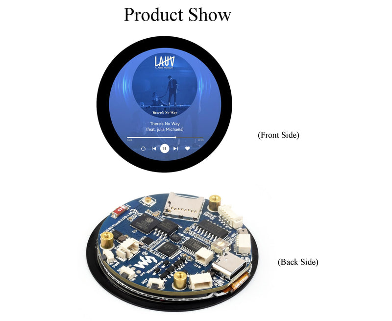 ESP32-S3 1.85inch Touch Display Development Board, 360×360 IPS LCD, Dual-Core Processor Up to 240MHz, Audio Codec, Support Offline Speech Recognition and AI Speech Interaction, with 8Ω 2W Speaker