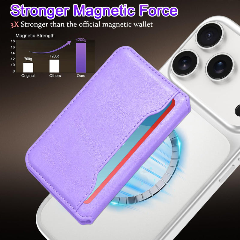 Hekodonk for Magsafe Wallet with Stand,Magnetic RFID Blocking 5 Card Holder, PU Leather Strong Magnet,Compatible with Magsafe Phones and Cases for iPhone 17/16/15/14/13 Series,Purple Purple