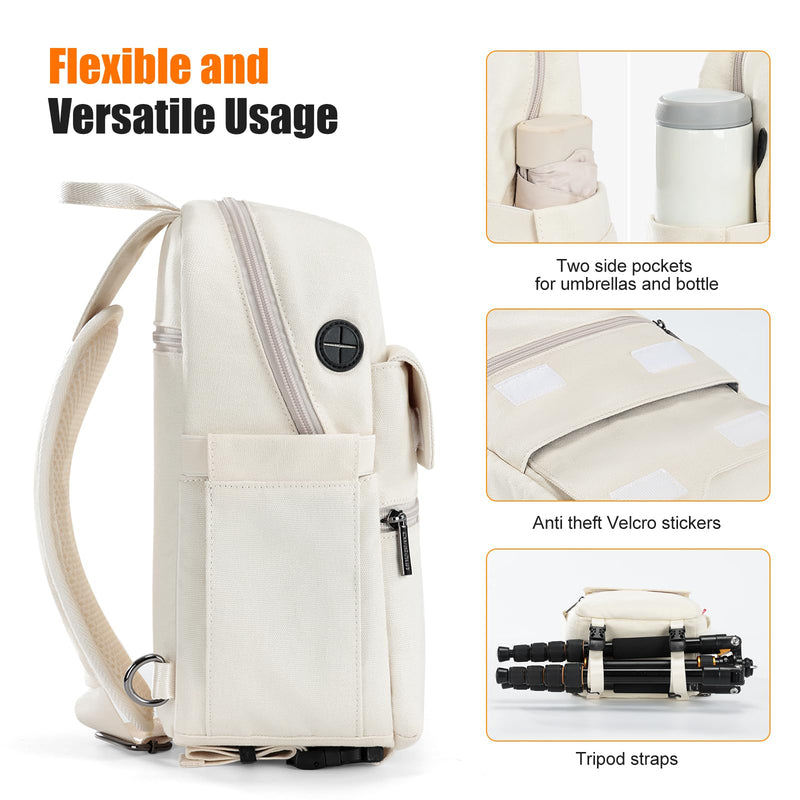 Cwatcun Camera Bag Crossbody Shoulder Messenger Camera Case, Lightweight DSLR/SLR/Mirrorless Photography Bag with Tripod Holder and Rain Cover for Canon, Nikon, Sony, Fuji Cameras, Lens Accessories | Fits 1body +2lenses +9.7" iPad +6.7"phone.18mm foam,...