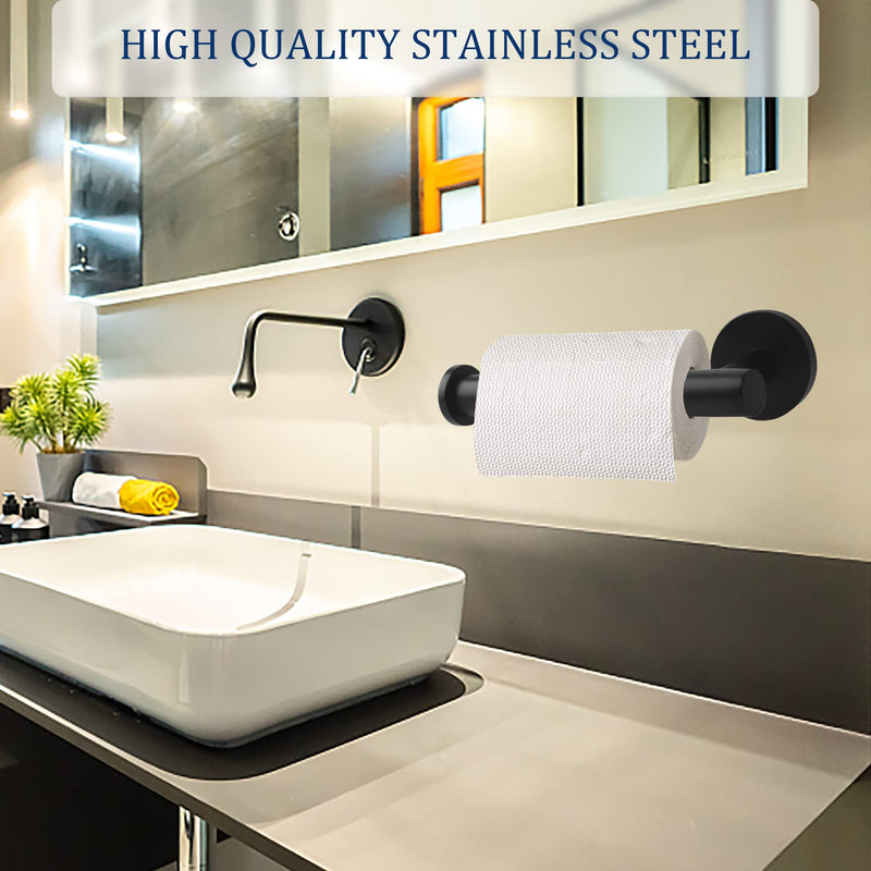 Matte Black Bathroom Hardware Set, Premium Stainless Steel 3-Piece Include 5 Inch Toilet Paper Holders and 2 Towel Robe Holder Hook for Bathroom, Kitchen, Washroom Wall Mount