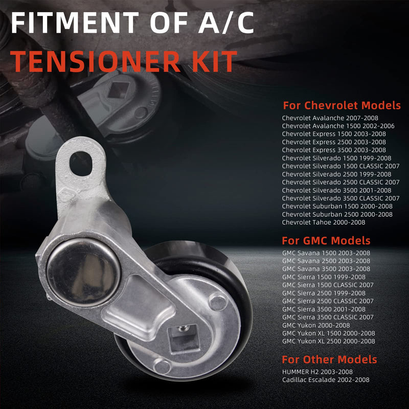 A/C Serpentine Drive Belt Tensioner Kit 90K-38159 Compatible with Cadillac Escalade 2002-2008, Chevrolet Avalanche 2002-2008, Express 2003-2008, Replace ACK040378HD