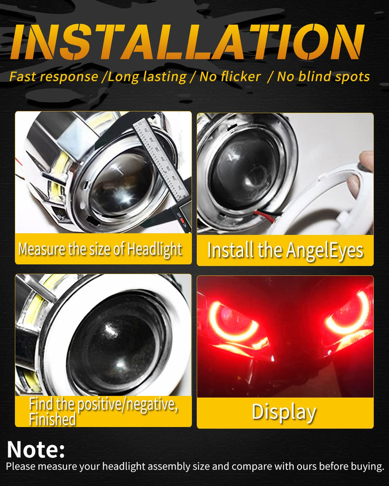 QasimLED 110MM Red Angel Eyes 78SMD COB LED Driving Light DRL Halo Ring Day Decorative Warning Lights 9-30V DC,1 Pair 110MM 4.33inch