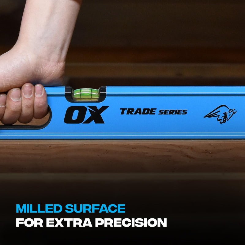 OX Trade 4 Foot Level Box Beam - 48 Inch Level Aluminum Body - Magnified Vial 4ft Levels with Shock Absorbing End Caps - Soft Grip Handle Leveler Tool - Nivel De 4 Pies 48 inches
