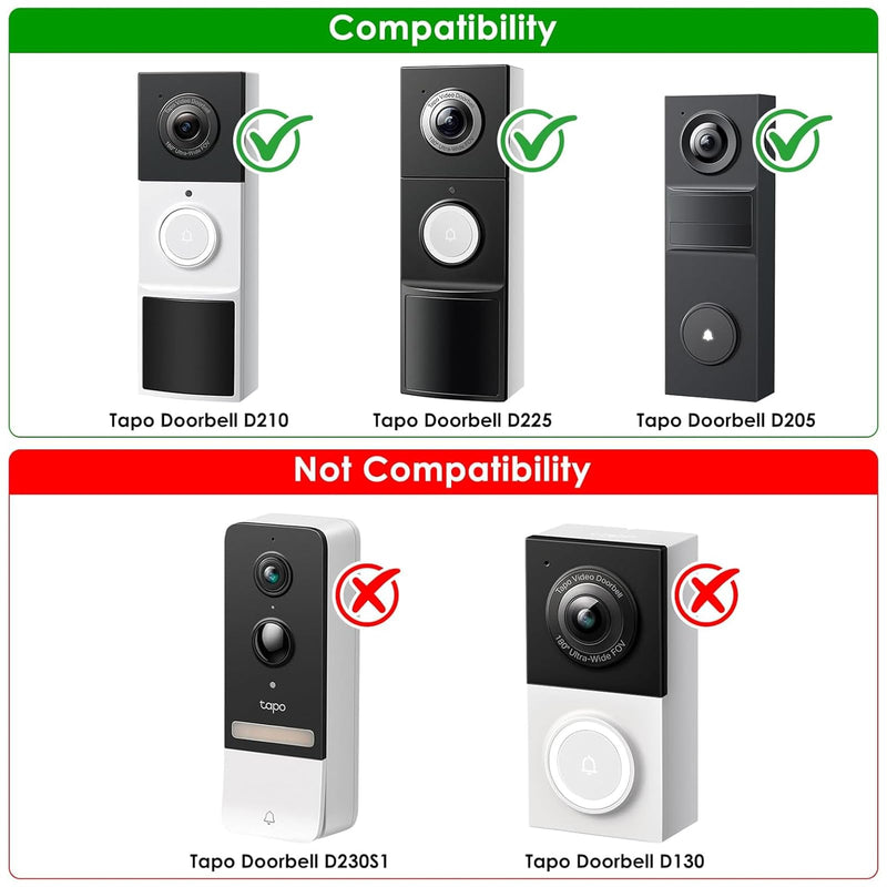 Vinyl Siding Mount for Tapo Doorbell Camera D210/D225, Adjustable Angle Doorbell Wedge Corner Mounting Bracket Kit, Doorbell Camera Mount Solve Siding Tilt Problem (4" Standard Vinyl Siding Only)