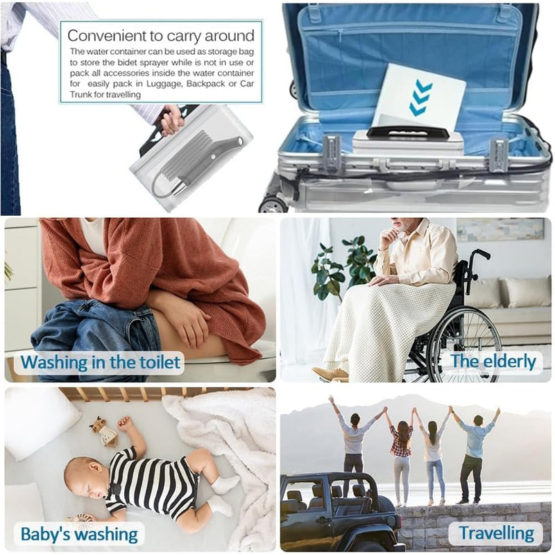 Portable Electric Bidet, Portable B-idet for Travel Rechargeable with 2.3L Water Tank, Mini Handheld High Pressure B-idet Sprayer P-ortable for Bathroom, RV Car Camping 2.3l Electric Bidet Single