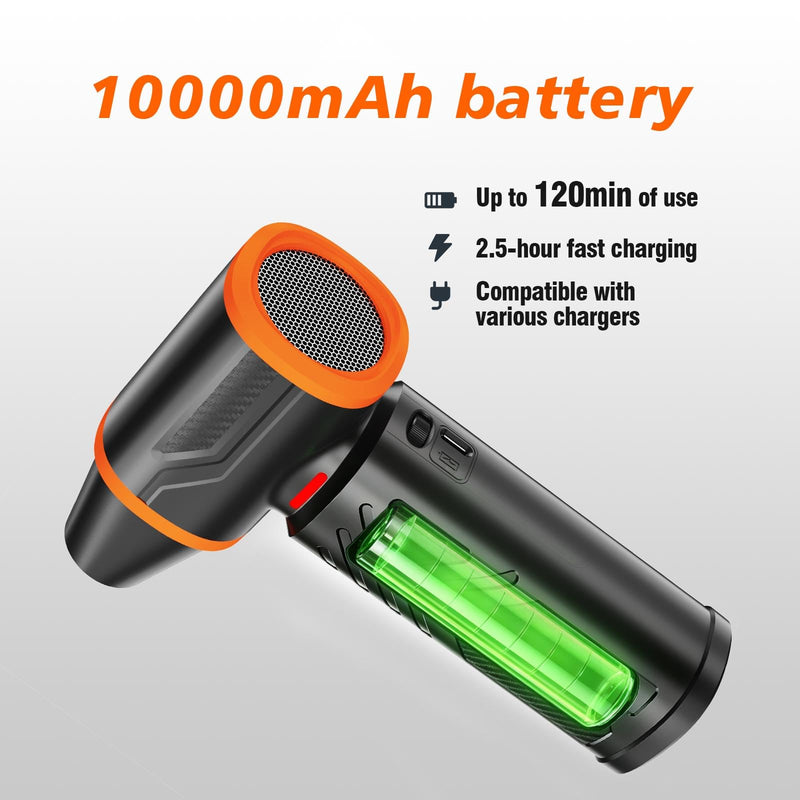 Compressed Air Duster, 360000RPM Electric Air Duster with 10000mAh Battery | 350g/72m/s Maximum wind speed Adjustable Rechargeable , Replace Compressed Air Can for PC, Keyboard, Home, Outdoors Orange